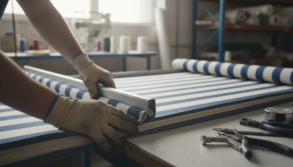 Atelier textile avec ouvrier manipulant une machine à coudre industrielle