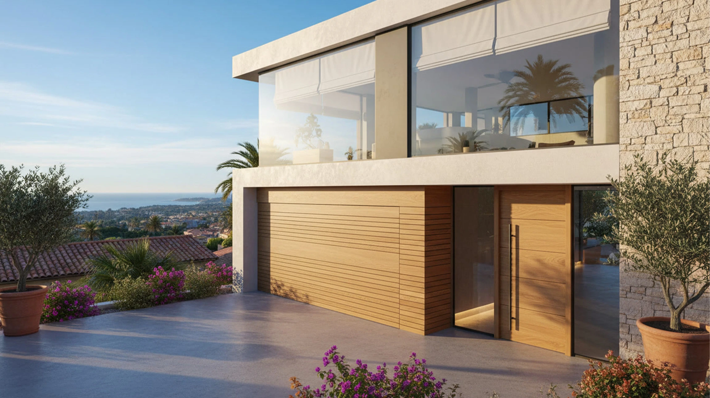 Maison de style moderne en aluminium double portail gris de la porte de banlieue